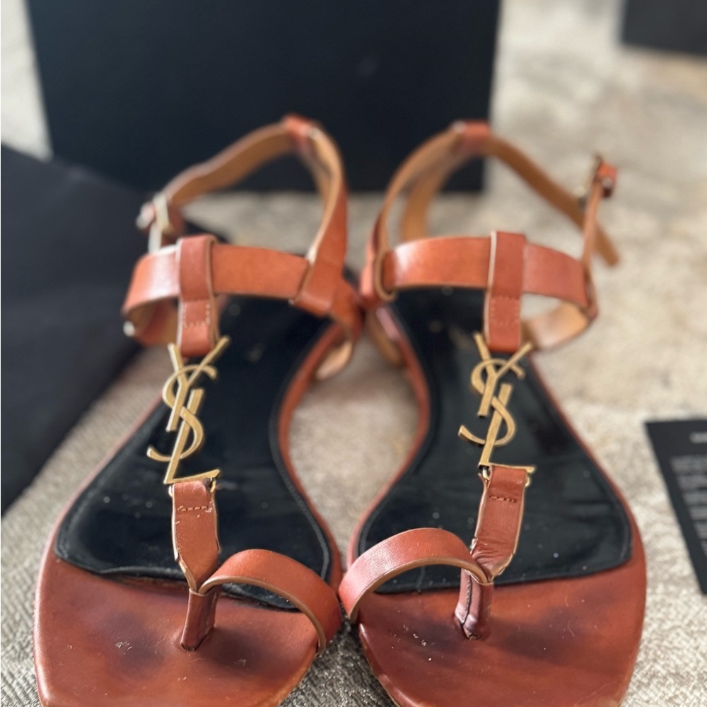 Yves Saint Laurent Tan Leather Sandals